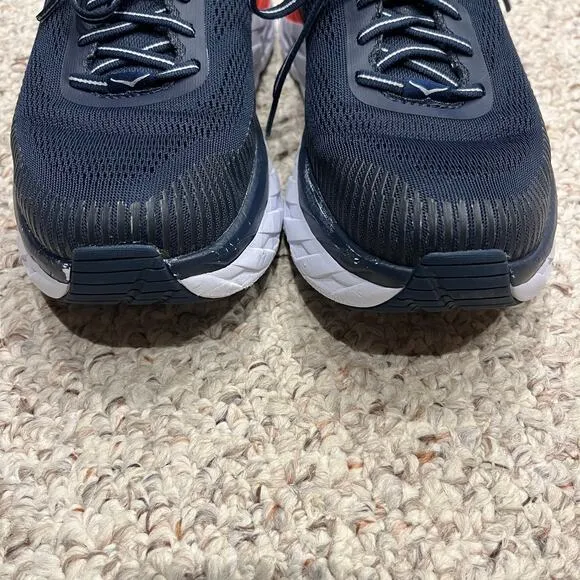 Hoka One One Bondi 7 Running Shoes Womens Sz 11 Navy Blue Orange Active Comfort