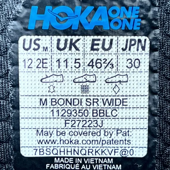 Hoka One One Bondi SR 2E WIDE Men’s Non Slip Resistant Work Shoes Black - 12