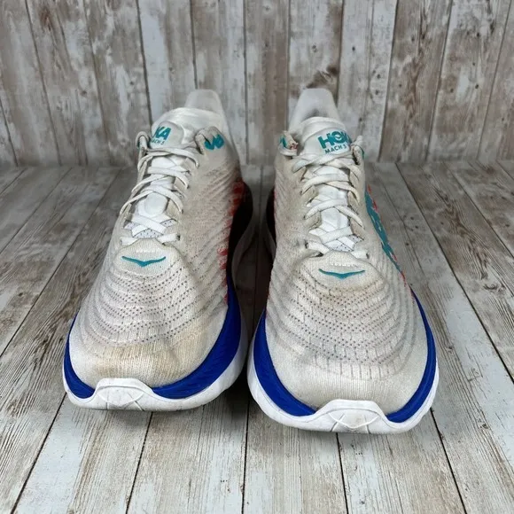HOKA ONE ONE Mach 6 Pro-Fly Performance Running Shoes White Orange‎ Blue US 12.5