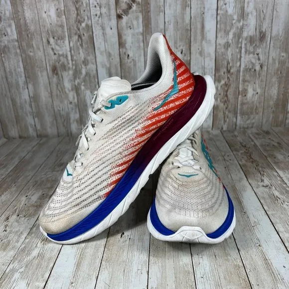 HOKA ONE ONE Mach 6 Pro-Fly Performance Running Shoes White Orange‎ Blue US 12.5