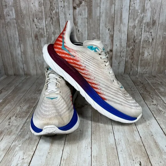 HOKA ONE ONE Mach 6 Pro-Fly Performance Running Shoes White Orange‎ Blue US 12.5