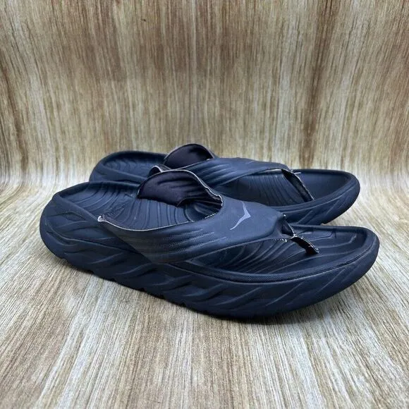 Hoka One One Ora Recovery Flip‎ Flop Men's Size 11 D Black Casual Comfort Shoes