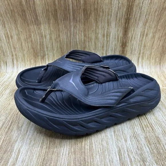 Hoka One One Ora Recovery Flip‎ Flop Men's Size 11 D Black Casual Comfort Shoes