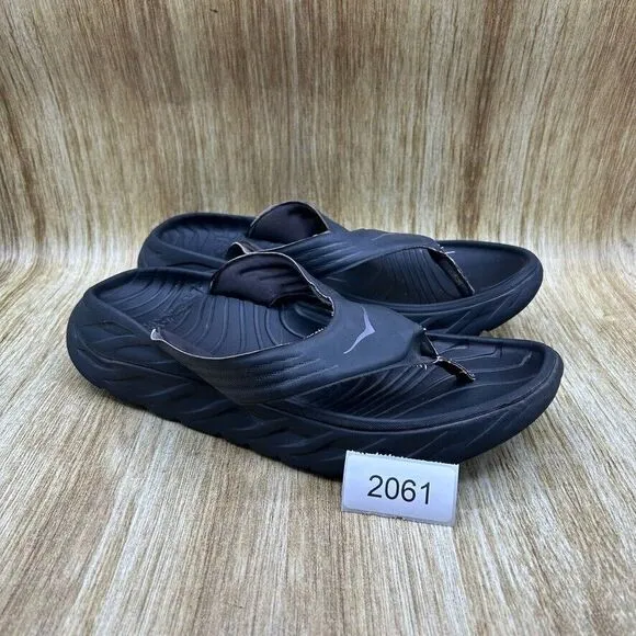 Hoka One One Ora Recovery Flip‎ Flop Men's Size 11 D Black Casual Comfort Shoes