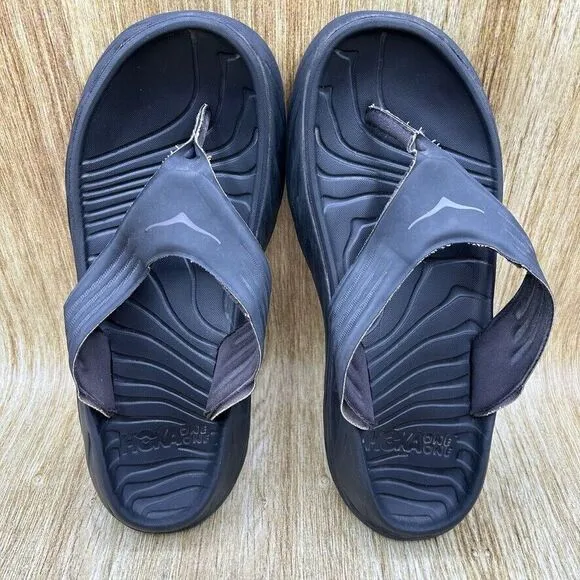 Hoka One One Ora Recovery Flip‎ Flop Men's Size 11 D Black Casual Comfort Shoes