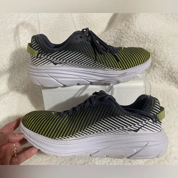 Hoka One One - Rincon 2 Striped Mesh Running Sneakers‎ - Yellow ,size 10 mens