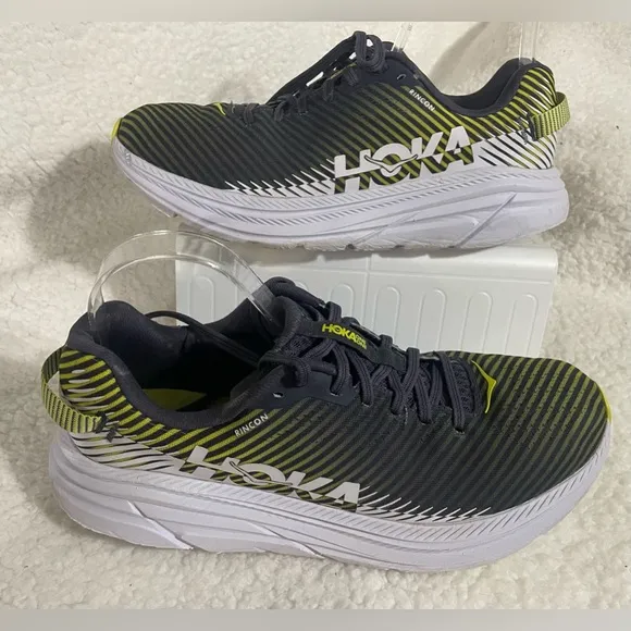 Hoka One One - Rincon 2 Striped Mesh Running Sneakers‎ - Yellow ,size 10 mens