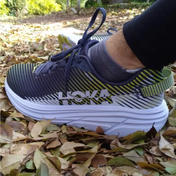 Hoka One One - Rincon 2 Striped Mesh Running Sneakers‎ - Yellow ,size 10 mens