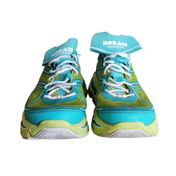 Hoka One One Stinson Lite Running Shoes Women's Size 8.5 Lime Blue  no Insoles