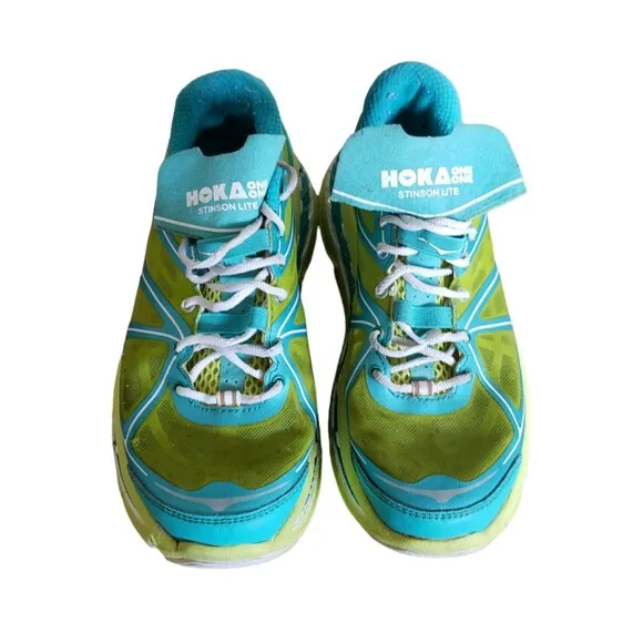 Hoka One One Stinson Lite Running Shoes Women's Size 8.5 Lime Blue  no Insoles