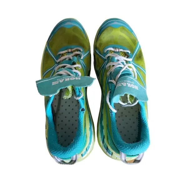 Hoka One One Stinson Lite Running Shoes Women's Size 8.5 Lime Blue  no Insoles