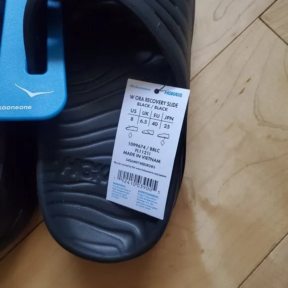 Hoka Ora Recovery Slides Flip Flops Shoes Womens Size 8 Black