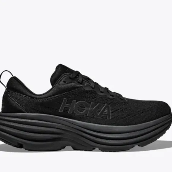 Hoka Women's Bondi 8 Black Wide Width Sneaker. Sz: 9.5W