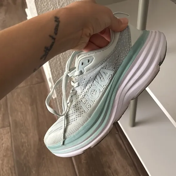 HOKA Women's Gray and White Running Shoes
