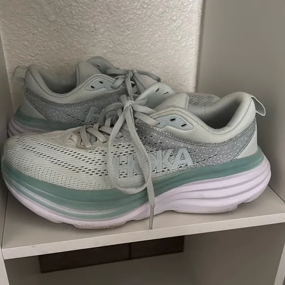 HOKA Women's Gray and White Running Shoes