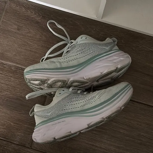 HOKA Women's Gray and White Running Shoes