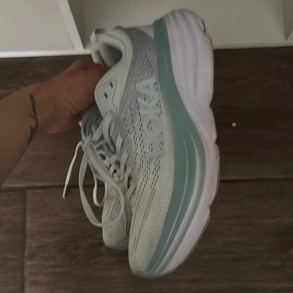 HOKA Women's Gray and White Running Shoes