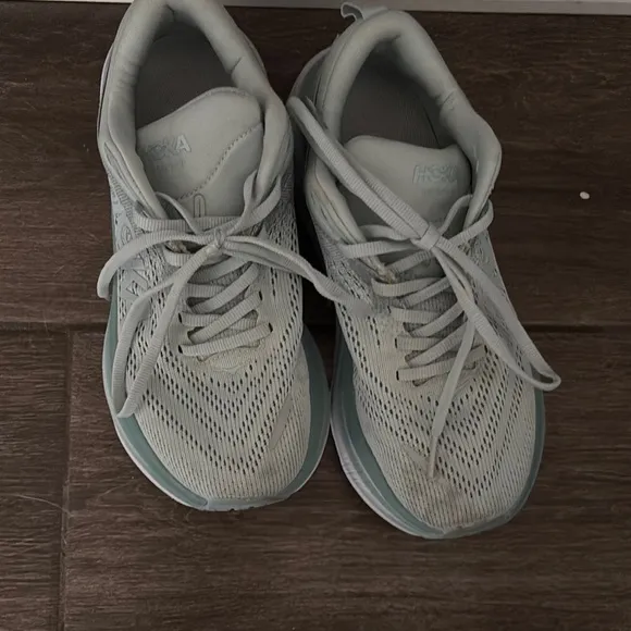 HOKA Women's Gray and White Running Shoes