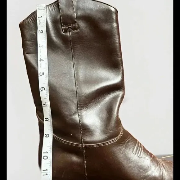 Hunt Club Women's Vintage Brown Leather Cowboy Boots Size 9.5M