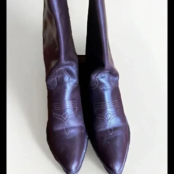 Hunt Club Women's Vintage Brown Leather Cowboy Boots Size 9.5M