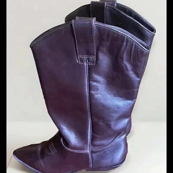 Hunt Club Women's Vintage Brown Leather Cowboy Boots Size 9.5M