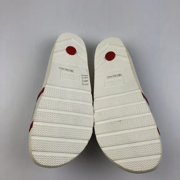 Hunter Slip on White &amp; Red Logo Sandals Size 10