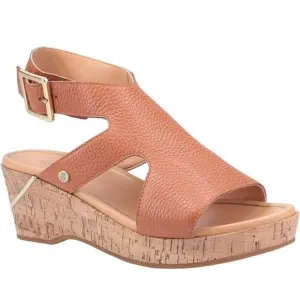 Hush Puppies Leather Wedge Sandals Maya Ankle Strap In Mid Brown Size 9M NWB