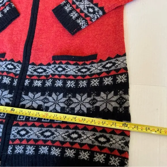 Icewear XXL Wool Angora Cardigan Sweater Orange Black Zipper Hood Iceland NWT💖