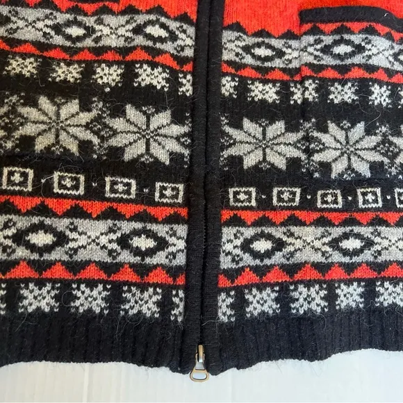 Icewear XXL Wool Angora Cardigan Sweater Orange Black Zipper Hood Iceland NWT💖