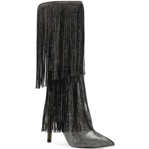 INC Womens Black Slip Resitant Fringed Ishani Pointed Toe Block Heel Boots 6 M