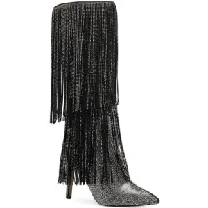 INC Womens Black Slip Resitant Fringed Ishani Pointed Toe Block Heel Boots 6 M