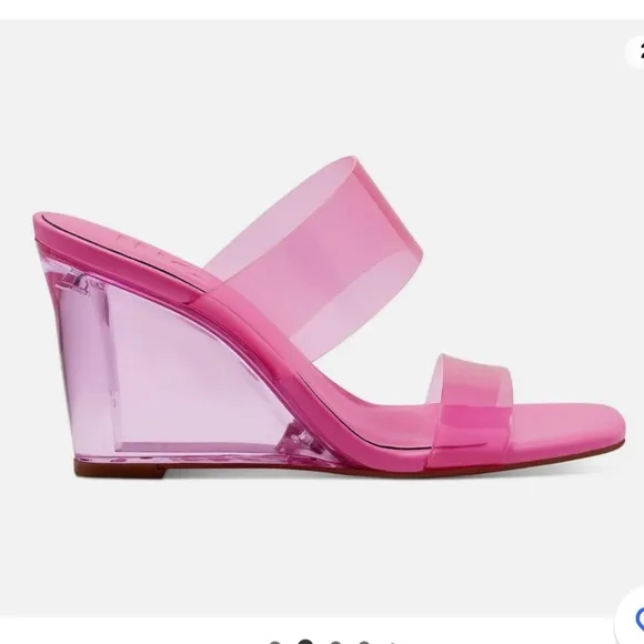INC WOMENS ELESTE TRANSPARENT SLIP ON SQUARE TOE WEDGE SANDALS Sz9.5