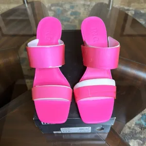 INC WOMENS ELESTE TRANSPARENT SLIP ON SQUARE TOE WEDGE SANDALS Sz9.5