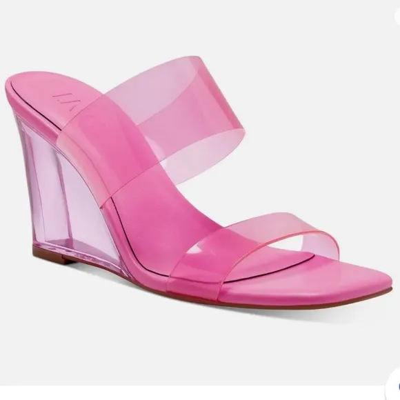 INC WOMENS ELESTE TRANSPARENT SLIP ON SQUARE TOE WEDGE SANDALS Sz9.5