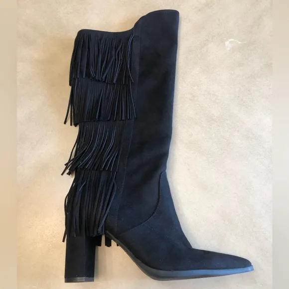 INC Women's Yomesa Fringe Suede Boots Size 8.5