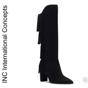 INC Women's Yomesa Fringe Suede Boots Size 8.5