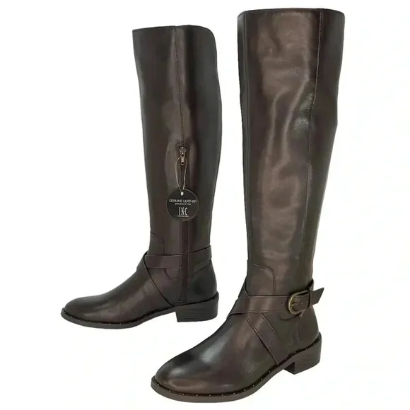 International Concepts Fadora Brown Leather Knee High Womens Boots Size 5.5M