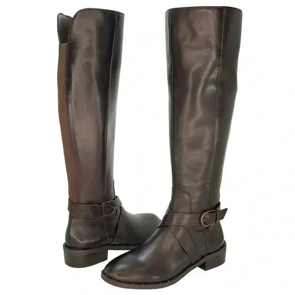 International Concepts Fadora Brown Leather Knee High Womens Boots Size 5.5M