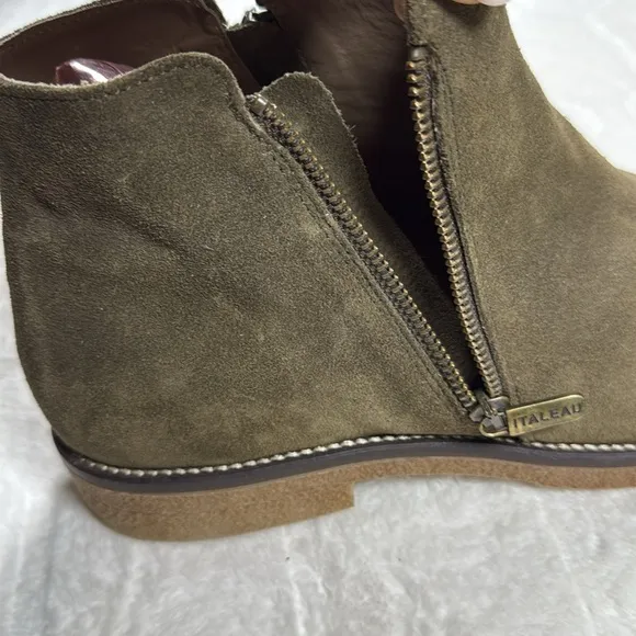 Italeau Foliana Womens Suede Waterproof Booties Taupe LavatoSize EU 41 US 10.5