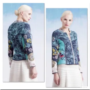 IVKO Women front button cardigan embroidered size 38 medium or 8 like new
