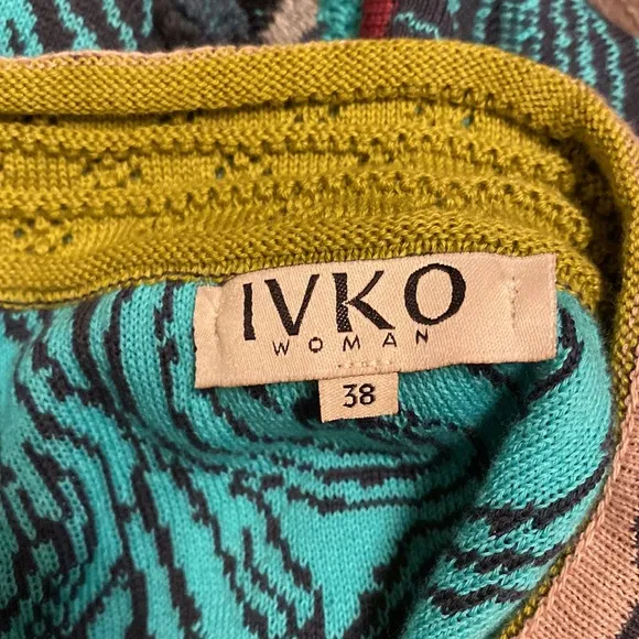 IVKO Women front button cardigan embroidered size 38 medium or 8 like new