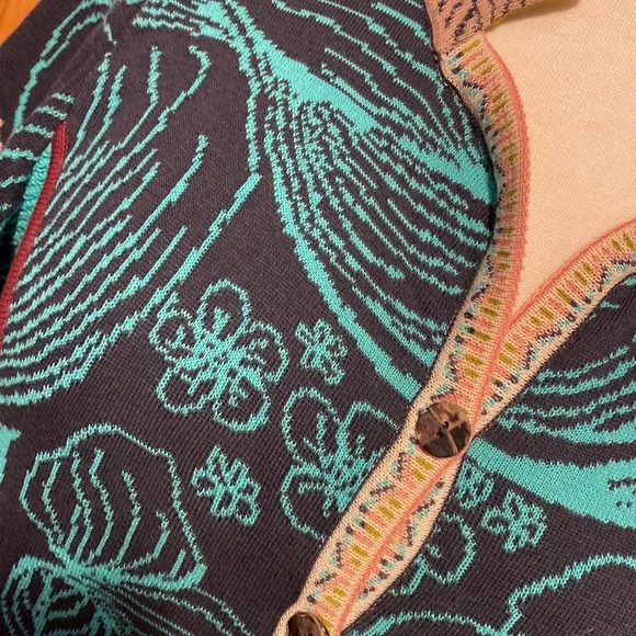 IVKO Women front button cardigan embroidered size 38 medium or 8 like new