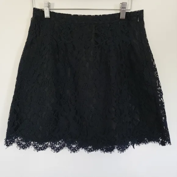 J. Crew Navy Scalloped Leavers Lace Skirt Size 0
