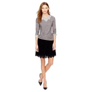 J. Crew Navy Scalloped Leavers Lace Skirt Size 0