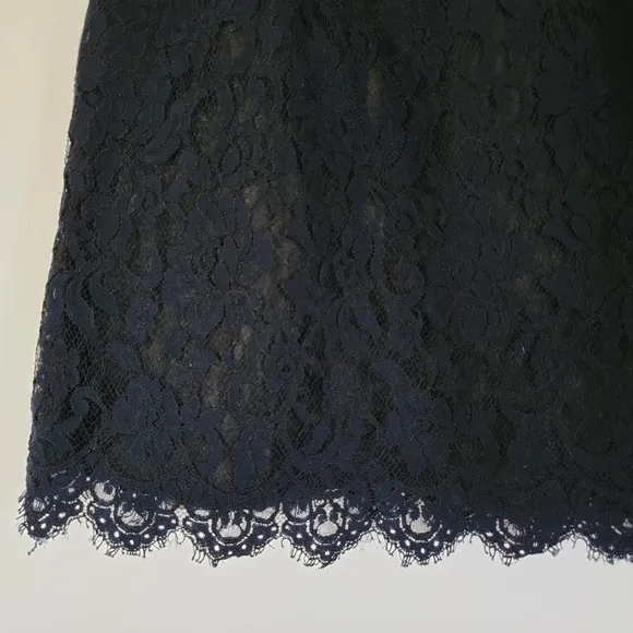 J. Crew Navy Scalloped Leavers Lace Skirt Size 0