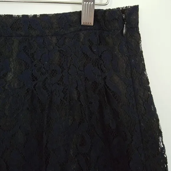 J. Crew Navy Scalloped Leavers Lace Skirt Size 0