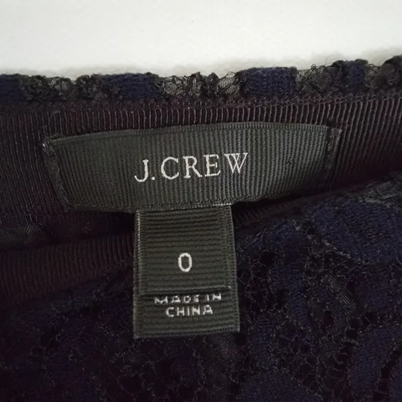 J. Crew Navy Scalloped Leavers Lace Skirt Size 0