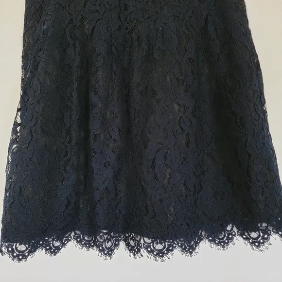 J. Crew Navy Scalloped Leavers Lace Skirt Size 0