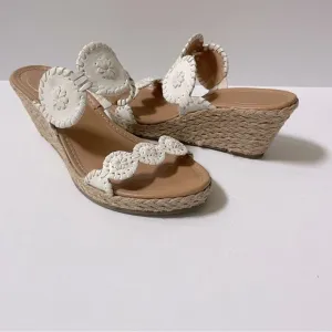 Jack Rogers Shelby White Wedge Sandals Size 7