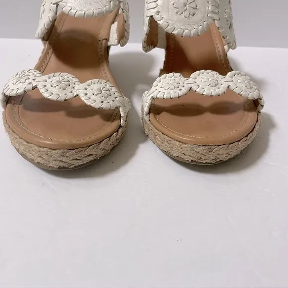Jack Rogers Shelby White Wedge Sandals Size 7